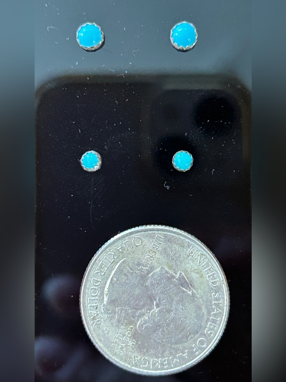 Set of 2 dainty turquoise and sterling studs